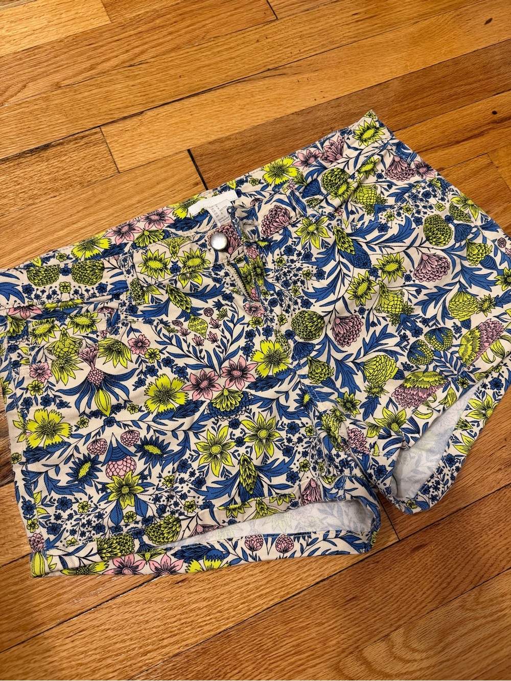 H&M Floral Jean Shorts in Blue, Yellow & Pink